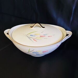 Winterling Bavaria Covered Vegetable Bowl W Lid Cattails Gold Trim WIG55 Germany